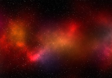 Yıldız tozu ve parlayan yıldızlarla dolu bir arka plan. Gerçekçi kainat ve renkli nebula. Renkli galaksi. 3d illüstrasyon.