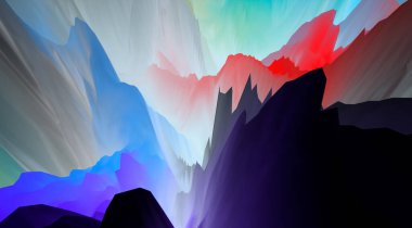 Sihirli dünya. Renkli soyut fantezi arka plan, gerçeküstü rüya manzarası. 3d illüstrasyon.