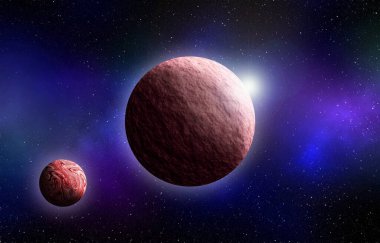 Gezegenler ve galaksiler, bilim kurgu duvar kağıtları. Derin uzayın güzelliği. Evrendeki milyarlarca galaksi kozmik sanat arka planında. 3B illüstrasyon.