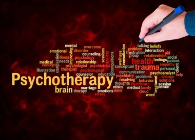 PSYCHOTHERAPY kavramına sahip Kelime Bulutu sadece metin ile oluşturulur.