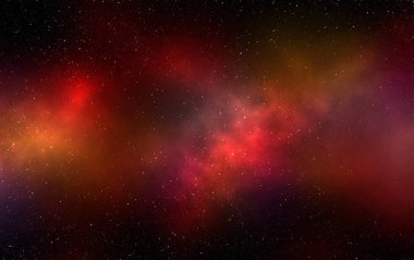 Yıldız tozu ve parlayan yıldızlarla dolu bir arka plan. Gerçekçi kainat ve renkli nebula. Renkli galaksi. 3d illüstrasyon.