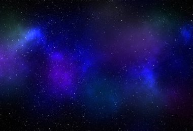 Yıldız tozu ve parlayan yıldızlarla dolu bir arka plan. Gerçekçi kainat ve renkli nebula. Renkli galaksi. 3d illüstrasyon.