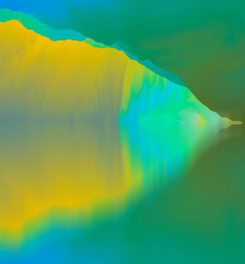 Sihirli dünya. Soyut manzara, gerçeküstü göl ve yansımalar. sanat, yaratıcılık ve hayal gücü. 3d illüstrasyon.