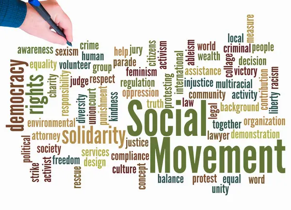 Sosyal Hareket Konseptine Sahip Kelime Bulutu Sadece Metin Ile Oluşturulur — Stok fotoğraf
