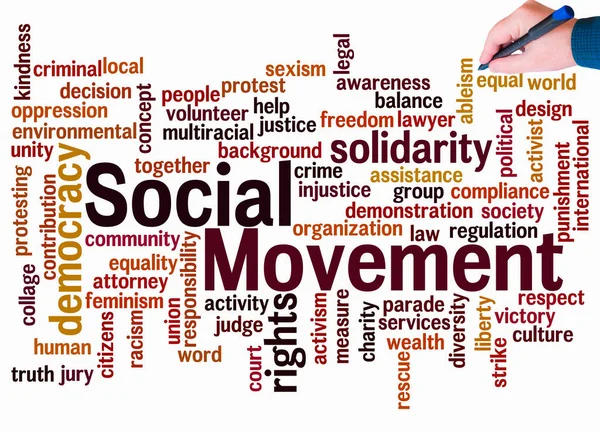 Sosyal Hareket Konseptine Sahip Kelime Bulutu Sadece Metin Ile Oluşturulur — Stok fotoğraf