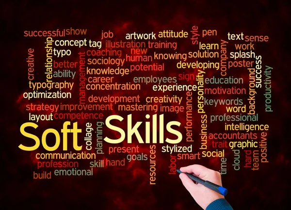 Soft Skills Kavramına Sahip Kelime Bulutu Sadece Metin Ile Oluşturulur — Stok fotoğraf