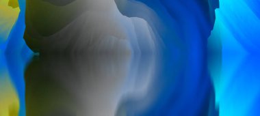 Sihirli dünya. Soyut manzara, gerçeküstü göl ve yansımalar. sanat, yaratıcılık ve hayal gücü. 3d illüstrasyon.