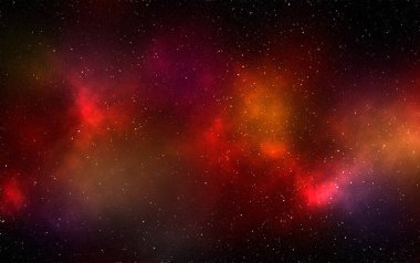 Yıldız tozu ve parlayan yıldızlarla dolu bir arka plan. Gerçekçi kainat ve renkli nebula. Renkli galaksi. 3d illüstrasyon.