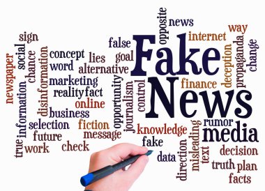 Word Cloud with FAKE NEWS concept, create with text only.
