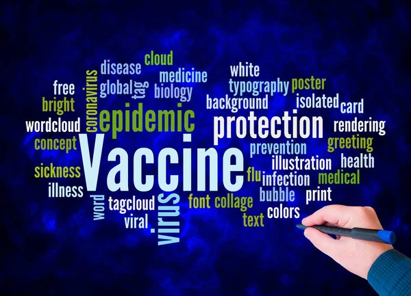 Word Cloud Концепцією Vaccine Створюється Тільки Текстом — стокове фото