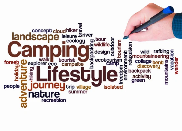 Word Cloud Camping Lifestyleのコンセプトはテキストのみで作成 — ストック写真