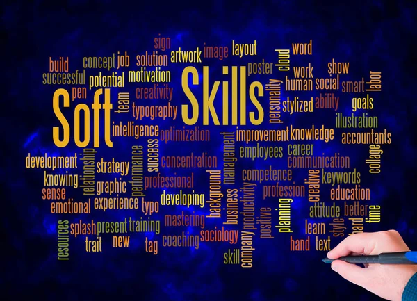 Soft Skills Kavramına Sahip Kelime Bulutu Sadece Metin Ile Oluşturulur — Stok fotoğraf