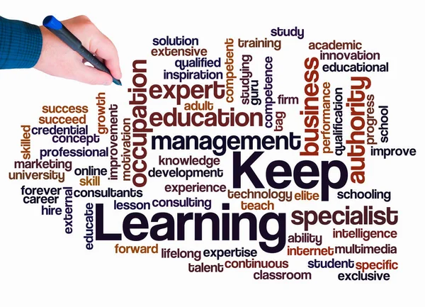 Word Cloud Keep Learning Concept Create Text Only — Stok fotoğraf