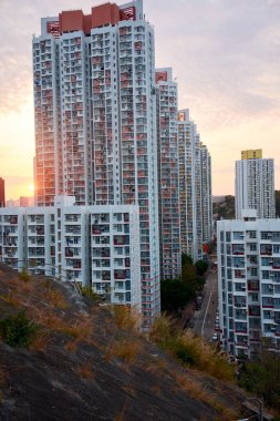 Hong Kong binalarının manzarası. Yüksek kalite fotoğraf