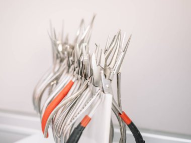 Close-up of a dentist's instrument in the clinic where he attends patients.