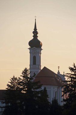 Diessen 'deki Marienmnster. Akşam güneşinde Ammersee' den.