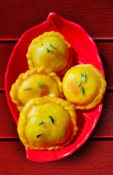 Indiano Diwali Sweet Food Chandrakala Gujia Feito Com Maida Para — Fotografia de Stock