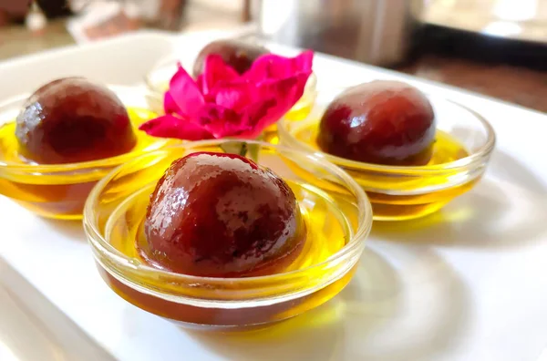 Gulab Jamuns Популярные Индийские Десерты Селективный Фокус — стоковое фото
