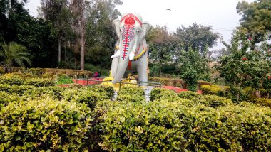 Lucknow, India - 20 January, 2020 : A statue of elephant at ambedkar memorial park or hathi park at lucknow, india clipart