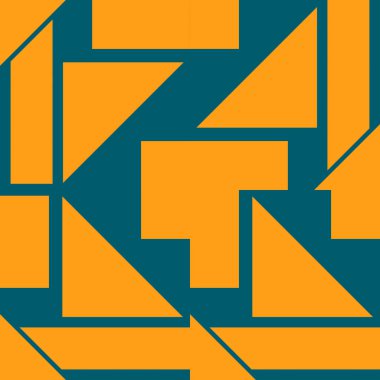 Turuncu şekillerden oluşmuş cesur ve enerjik bir geometrik tasarım.