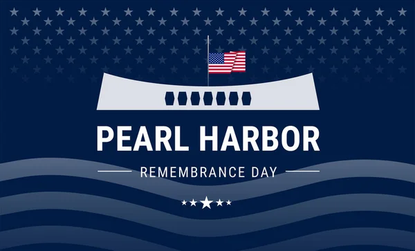 Fondo Del Día Del Recuerdo Pearl Harbor Con Bandera Ondeando — Vector de stock