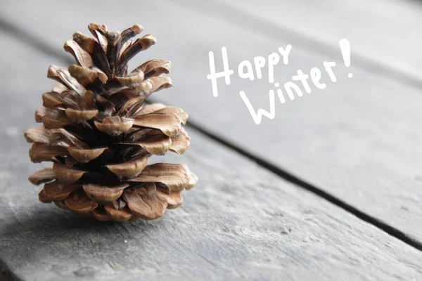 Щасливі Зимові Творчі Листівки Конус Напис — стокове фото