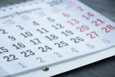 Tarihli takvim sayfası. Takvim sayfası