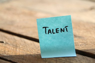 Talent concept The inscription on the blue tag.