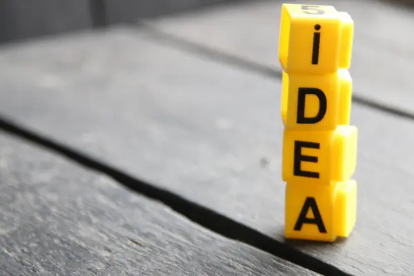 Idea Creative Concept Inscription Yellow Cubes — Stok fotoğraf