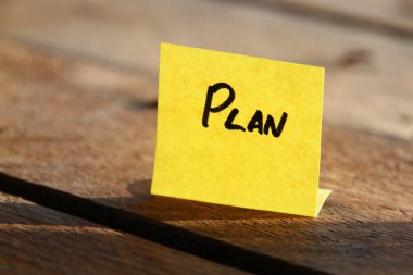 Plan concept. The inscription on the tag.