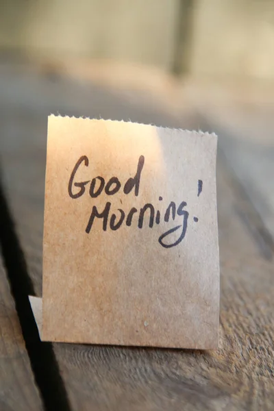 Good Morning Concept Inscription Tag Vintage Style — Photo