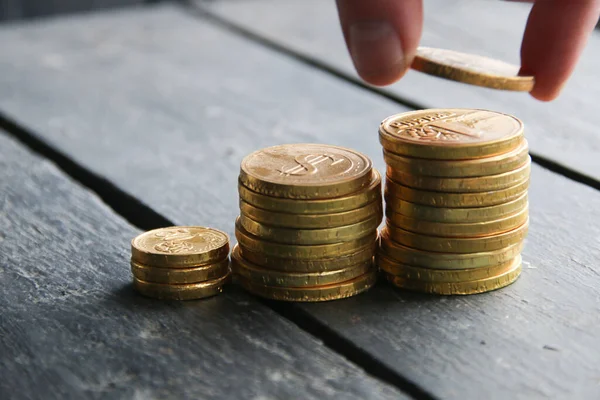 Inkomensgroei Creatief Concept Met Gouden Munten Geld Rentevoet Dividendconcept — Stockfoto