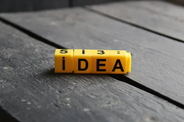 Idea Creative Concept Inscription Yellow Cubes — Stock fotografie