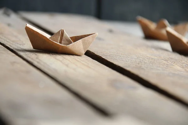 Pappersbåtar Vintage Bakgrund Origami Pappersbåt — Stockfoto