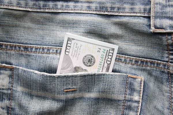 Dollars Jeans Pocket Closeup Money Pocket — Zdjęcie stockowe