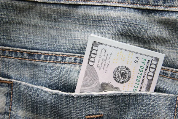 Dollars Jeans Pocket Closeup Money Pocket — Zdjęcie stockowe