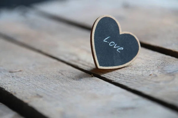 Všechno Nejlepší Láska Srdce Dřevěném Pozadí Místo Pro Text — Stock fotografie