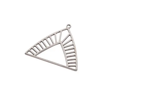 Geometrik Üçgen Metal Büyüsü: Çizgili Kesim Tasarımı ile Altın Ton Kolye - DIY El Sanatları, Kolye ve Minimalist Aksesuarlar için Modern Mücevher Bulma