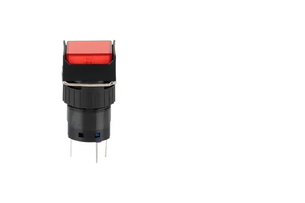 stock image Red Square Push Button Switch Isolated on White Background  Industrial Control, Electronics, and Power Management Component Photography