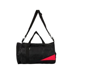 Black and Red Gym Duffle Bag with Shoulder Strap  Stylish and Spacious Sports Bag for Travel, Fitness, and Outdoor Activities clipart