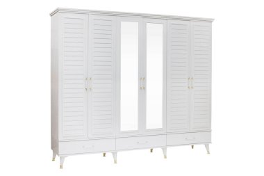 Kırsal Ahşap Gardırop Aynalı Kapılar ve Depo Çekmeceleri, Çiftlik Evi Stili Yatak Odası Dolapları