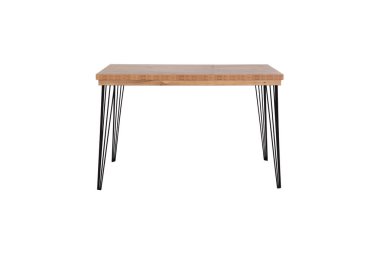 Siyah Metal Saç tokası bacaklı Modern Ahşap Yemek Masası - Ev ve Ofis Alanları İçin Şık ve Dayanıklı Mobilya