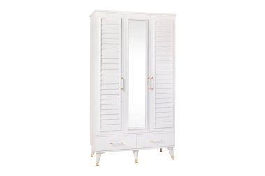 Kırsal Ahşap Gardırop Aynalı Kapılar ve Depo Çekmeceleri, Çiftlik Evi Stili Yatak Odası Dolapları