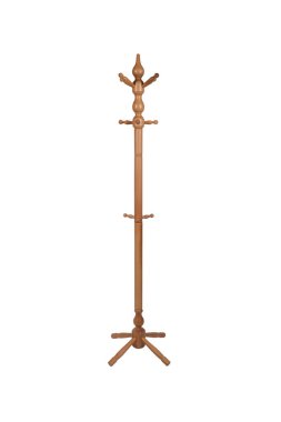 Traditional Wooden Coat Rack Stand with Multiple Hooks, Vintage Style Handcrafted Hall Tree Standing Clothes Hanger for Home, Office and Entryway, Brown Classic Furniture clipart