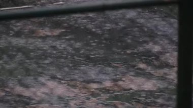 Şiddetli Sağanak Şiddetli Sağanak Altında Yağmur Damlaları Sıçrayan ve Zıplayan Yağmur Damlalarıyla Dışarıdaki Basketbol Sahasında Sağanak Yağmurlu Yağış Dinamik Su Şablonlarını Yaratıyor