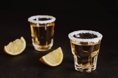 Mexican Tequila Shots with Lime and Salt in Mexico Latin America