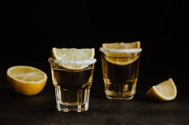 Mexican Tequila Shots with Lime and Salt in Mexico Latin America