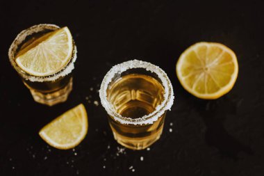 Mexican Tequila Shots with Lime and Salt in Mexico Latin America