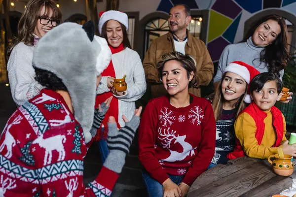 stock image Mexican Family celebrating traditional party or posadas for Christmas eve and holidays in Mexico Latin America