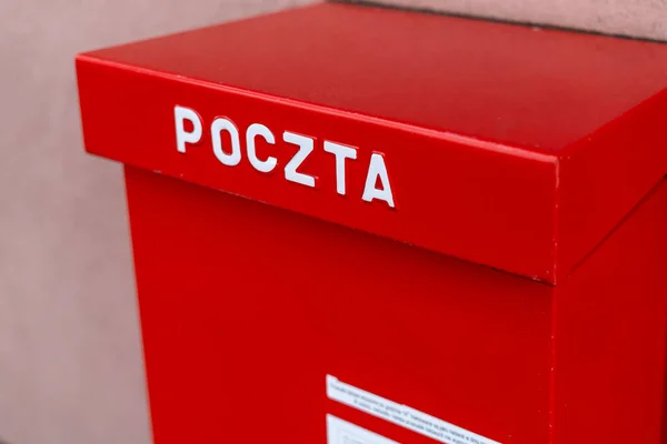 Red Mailbox City Street Warsaw — Stock Photo, Image